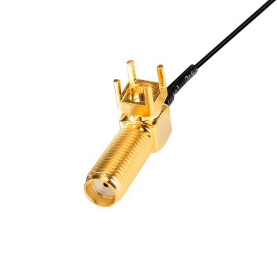 China Right Angle PCB Mount Connector Inner Bore To IPEX Coaxial Cable Assembly RF1.13 RF1.37 RG178 for sale