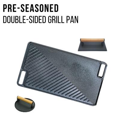 China 18 Inch Reversible Cast Iron Grill Griddle With Excellent Heat Retention for sale