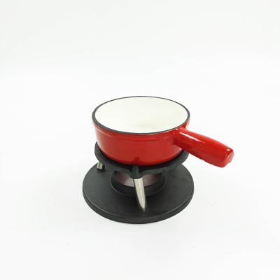 China 21cm Cast Iron Cheese Fondue Pot 12 Pounds Durable And Long Lasting for sale