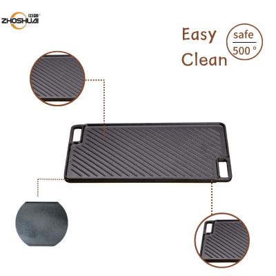 China Pre Seasoned Reversible Cast Iron Grill Griddle 46x26x1.7cm for sale