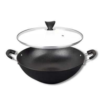 China 40/42cm Chinese Wok Pan Large Bottom For Easy Cooking BSCI/SGS for sale