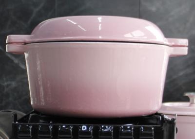 China O rosa esmaltou o ferro fundido pre temperado Pan Lid And Dutch Oven 2 em 1 à venda
