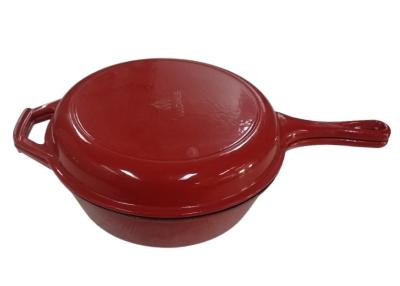 China Custom 3.2Qt Cast Iron Casserole Frying Pan BSCI/SGS/ISO9001 for sale