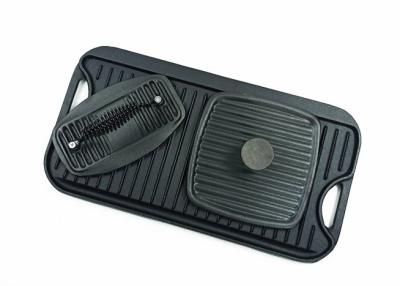 China 51.2*26.5cm Cast Iron Grill Griddle Bbq Griddle Pan With Press for sale