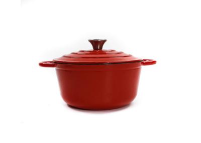 China OEM ODM 21.3*10cm Red Cast Iron Dutch Oven ISO9001 certificated for sale