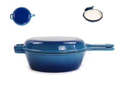 China 2 In 1 Cast Iron Skillet Pan Enamel Coated 3.2 Quart Cast Iron Skillet Casserole for sale