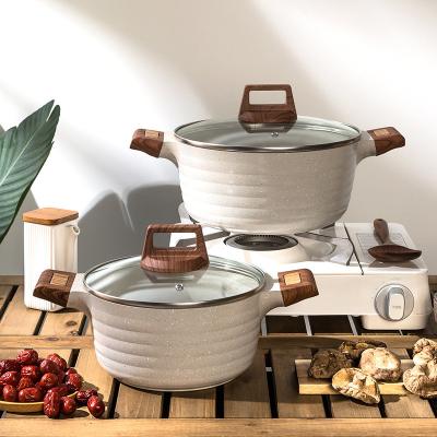 China Custom Non-Stick Aluminum Stockpots With Lid Medical Stone Coating for sale