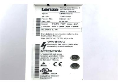 中国 Lenze EMB9352-E 	可変的な頻度インバーター サーボ ドライブ ブレーキ モジュール25のAMP 765 VDC 19-32のKW 販売のため