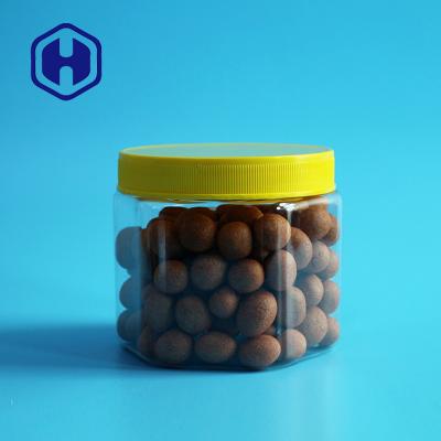 China Hexagon 450ml 15oz Peanut Plastic Jar With Screw Caps 81mm Height for sale