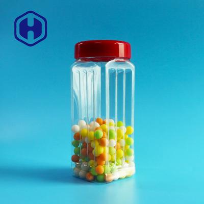 China 171mm Height PET Square Jar Bulk Nuts Cashews Scented Tea Dried Vegetable 560ml Plastic Cover for sale