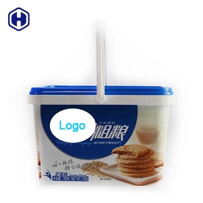 China Single Handle Square Plastic Containers With Lids In Mold Labeling for sale