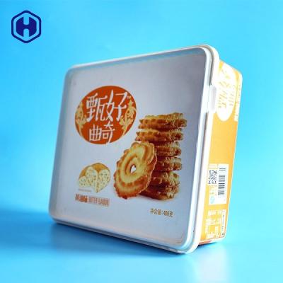 China Butter Cookie Square Plastic Food Storage Containers In Mold Labeling for sale