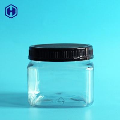 China O aperto plástico do ANIMAL DE ESTIMAÇÃO claro range frascos plásticos quadrados enlatados com tampas 420ML 14OZ à venda