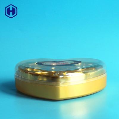 China 230ml Heart Shape Clear Plastic Cookie Boxes Chocolate Round Plastic Canisters for sale