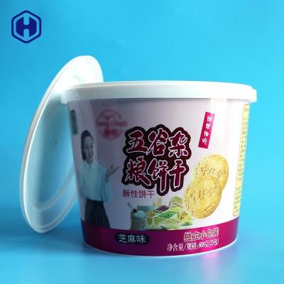 China Recyclable IML Bucket Hot Fill Labeling Plastic Cylinder Container With Lid for sale