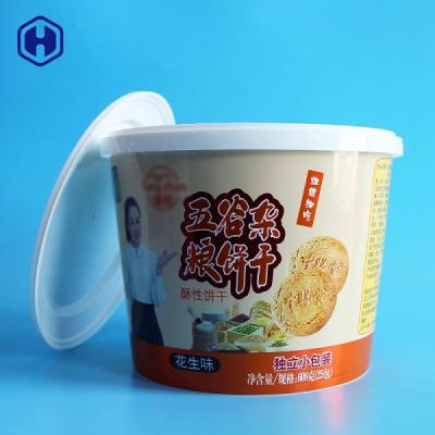 China Modifique los envases de plástico para requisitos particulares cilíndricos de etiquetado 159 milímetros dentro del cubo del cacahuete de la altura IML en venta
