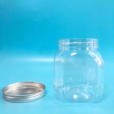 China Clear Rectangular 820ml Plastic Cookie Jars For Chocolate Snacks for sale