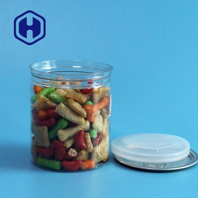 China 300# 330ml Clear Plastic Jar Sweets Chocolate Peanut Beans Storage With Easy Open End Lid for sale