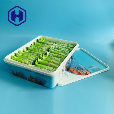 China FDA IML Plastic Containers With Lid Food Storage Cracker Biscuit Packaging for sale