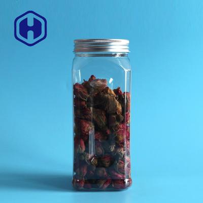 China 580ml Square PET Plastic Jar For Food Airtight Wide Mouth Empty Aluminum Screw Cap en venta