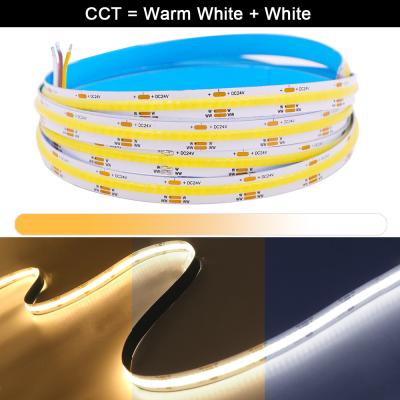 中国 Adjustable Brightness Cct Cob Led Strip Dim To Warm Double White 16W/M 販売のため