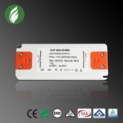 China Class 2 LED Driver 24V DC 60W Plastic Power Supply For LED Strip Light for sale