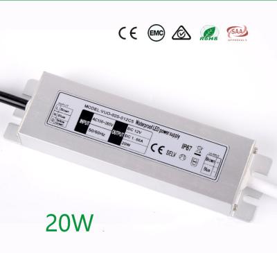 China Antiwear DC 12V 20W Slimline LED Driver Switch Mode Waterproof for sale
