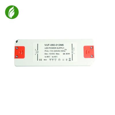 China 60W IP20 Constant Voltage LED Power Supply , Plastic Flicker Free Driver for sale