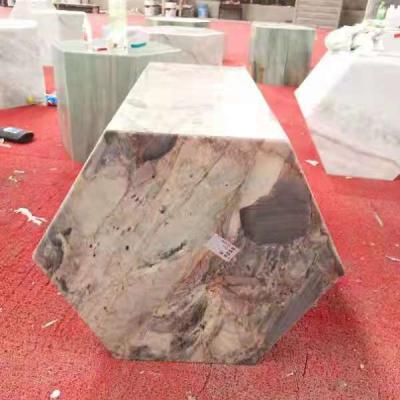 China 2021 Hotsale New Arrival Modern Home Furniture Hexagon Stone Natural Marble Travertine Pedestal for sale