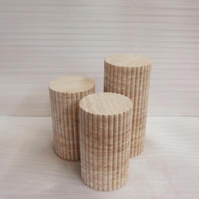 China New Product Modern Home Stone Furniture New Arrivals Beige Round Shape Natural Yellow Travertine Pedestal for sale