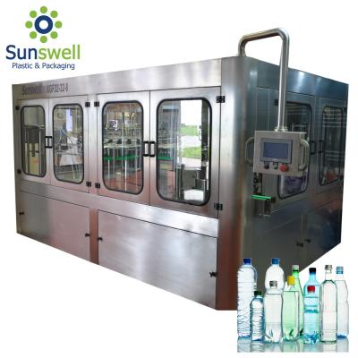China 14 Heads Rotary Drinking Water Rinsing Filling Capping And Labeling Product Line for sale
