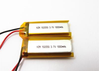 China 1000mah 3.7 V Rechargeable Lithium Polymer Battery For Electric Car 102050 for sale