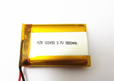 China 1800mah 3.7 Volt Lithium Polymer Battery 103450 With Protection Circuit for sale