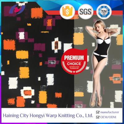 China Custom Printed Chlorine Resistant Lycra Nylon Spandex Swimwear Fabric for sale