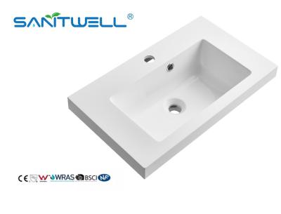中国 SW600MMの熱い販売衛生製品の石造りの樹脂の洗面器の環境に優しい固体表面のマット・ホワイトの長方形の形のキャビネットの洗面器 販売のため