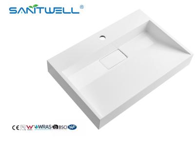 China Limpio fácil blanco brillante de los modelos SW6001-700 de las mercancías de la resina del rectángulo de piedra sanitario popular de los lavabos para los fregaderos del cuarto de baño en venta