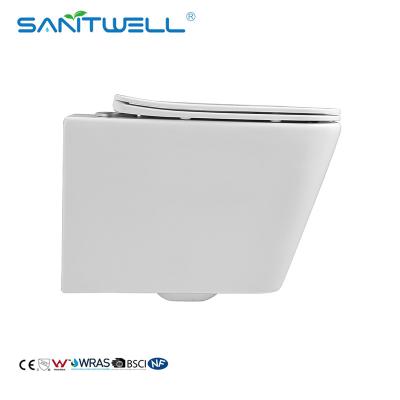 China Sanitary Ware Rimless Wall Hung Toilet Flush Toilet One Piece Toilet WC Bathroom sinks for sale