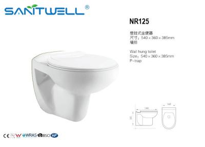 China Wand-Hung Toilet In Living Rooms 540*360*385 Millimeter NR125 weiße Farbganzwäsche randlos zu verkaufen