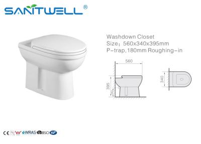 China Bathroom European Washdown Toilet , Floor Mounted Two-piece Ceramic Toilet for sale