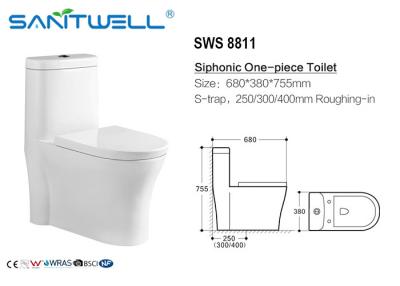 China Sanitary ware siphonic wc , one piece S trap ceramic toilet CE Certification for sale