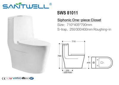 China Sanitary ware siphonic wc one piece S trap toilet 710*405*790 mm Size for sale