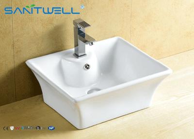 China Bathroom Ceramic One Piece Sink And Counter Top Basin 495*410*190 mm White Color for sale