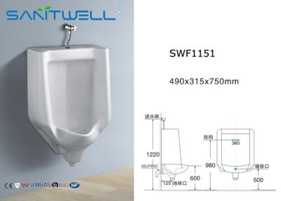 China Water tank Wall Hung Ceramic Urinal With Flushing System 490*315*750 mm for sale