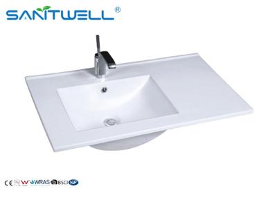 China Ceramic Counter Top Wash Basin AB8003-80L Single Hole White Color for sale