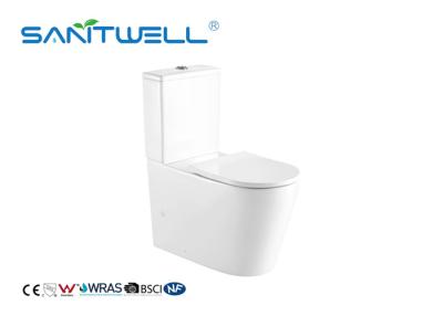 China Soft Surface Rimless Close Coupled Toilet Two Piece Structure 800 * 380 * 880mm for sale