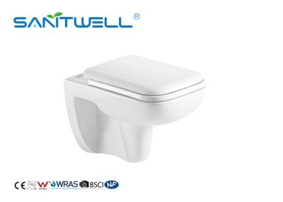 China Sanitary Ware Rimless Wall Mounted WC Toilet With White Color P Trap for sale