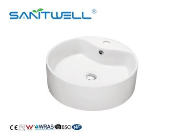 China Toilet Hand Wash Ceramic Art Basin Ceramic Basin Round Shape With Overflow 460 * 460 * 150mm for sale