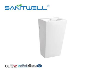 China Rectangular China Supplier White Bathroom Ceramic Basin With Pedestal White Color Finish for sale
