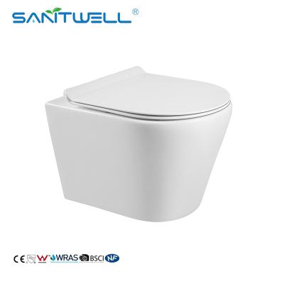 China Chaozhou Popular Models CE Sanitary Ware Ceramic Rimless Wall Hung WC Toilet for sale