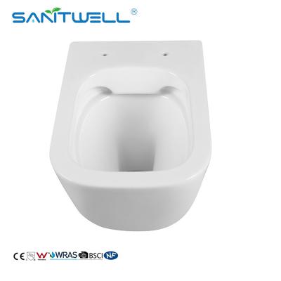 China WC montado en la pared sin rebordes de cerámica de la una pieza de la gravedad que limpia con un chorro de agua en venta